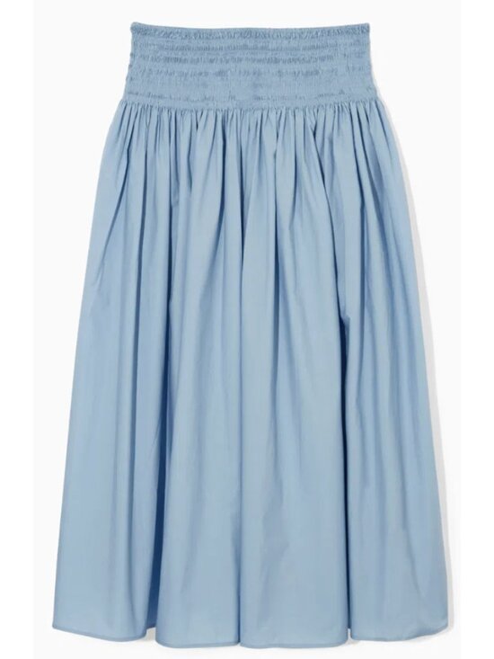 COS Dresses & Skirts - COS Smocked Midi Cotton Poplin Skirt Cornflower Blue Small Minimalist Cottage